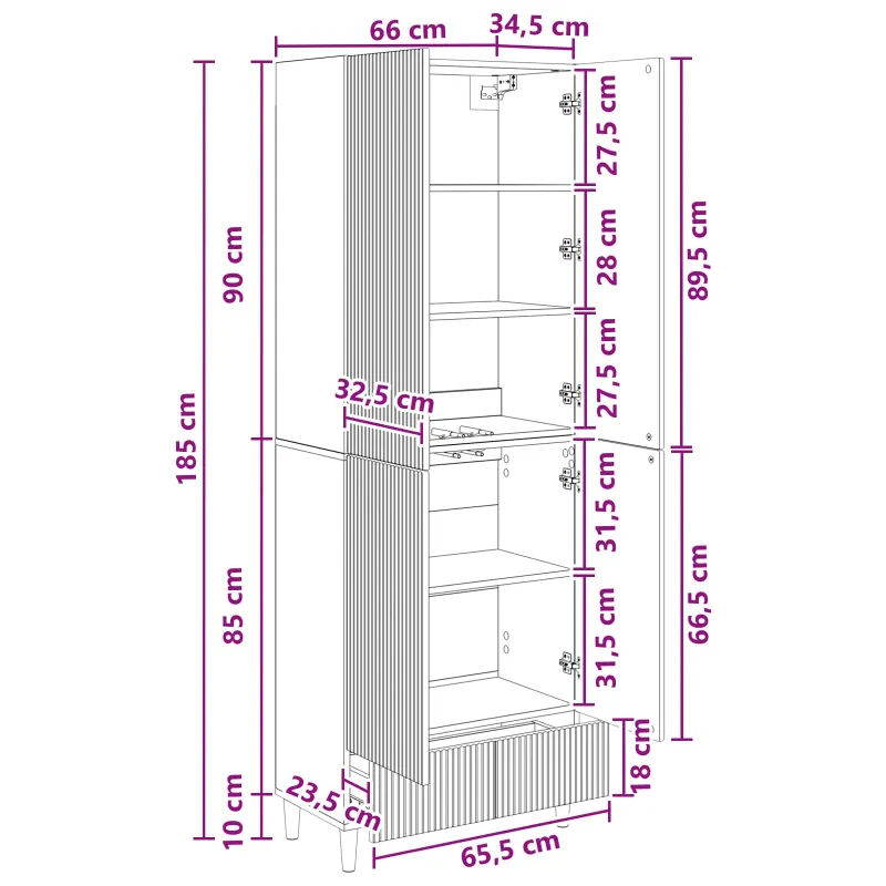 Spintelė 2 pcs 66 x 34,5 x 95 cm Apdirbta mediena