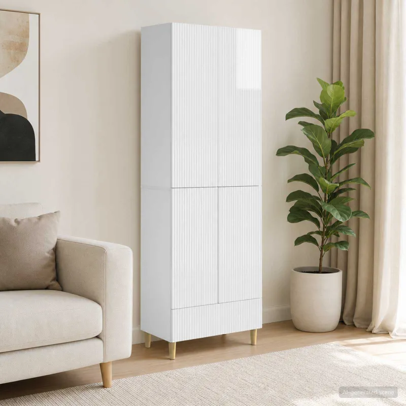 Spintelė 2 pcs Itin blizgi balta 66 x 34,5 x 95 cm