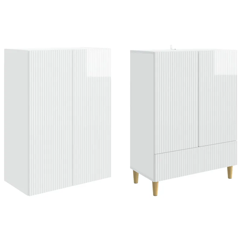 Spintelė 2 pcs Itin blizgi balta 66 x 34,5 x 95 cm