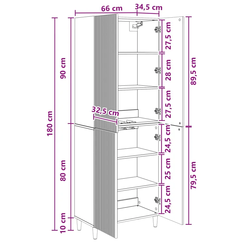 Spintelė 2 pcs 66 x 34,5 x 90 cm Apdirbta mediena