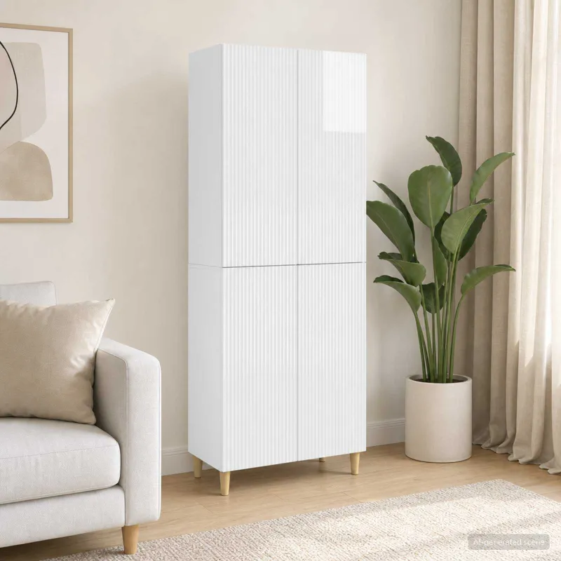 Spintelė 2 pcs Itin blizgi balta 66 x 34,5 x 90 cm