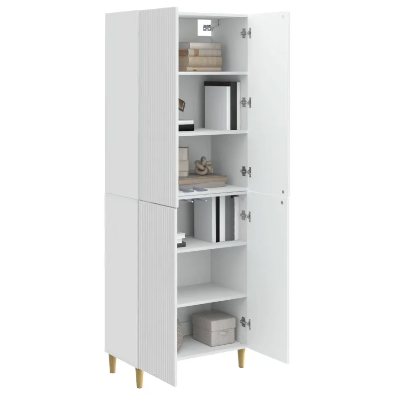 Spintelė 2 pcs Itin blizgi balta 66 x 34,5 x 90 cm