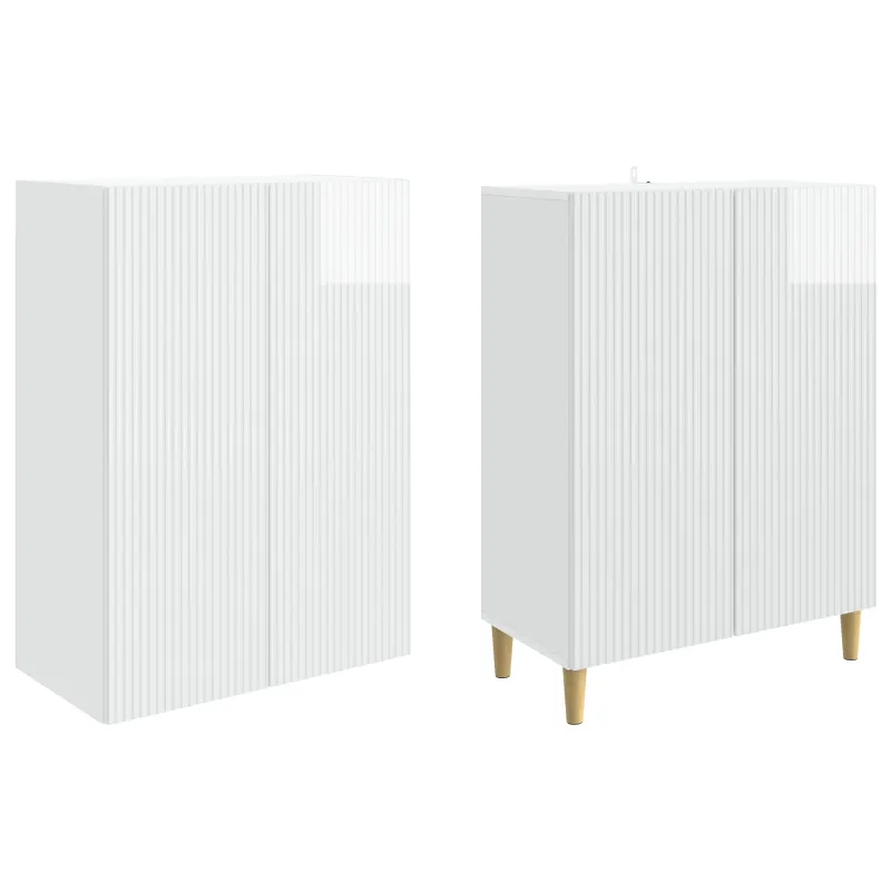 Spintelė 2 pcs Itin blizgi balta 66 x 34,5 x 90 cm