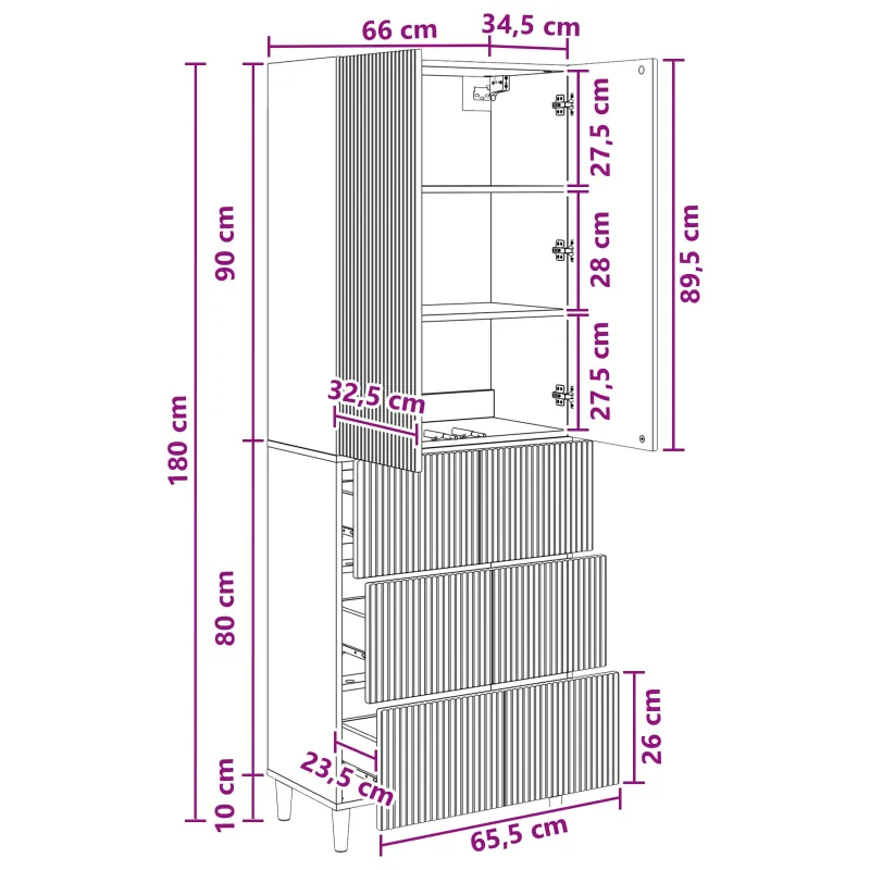 Spintelė 2 pcs 66 x 34,5 x 90 cm Apdirbta mediena