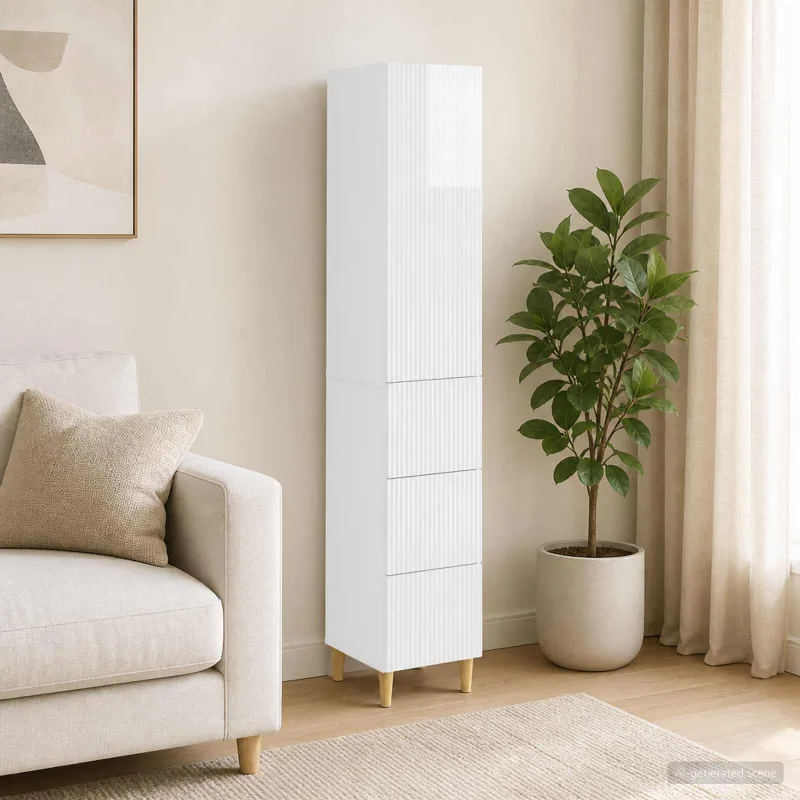 Spintelė 2 pcs Itin blizgi balta 33 x 34,5 x 90 cm