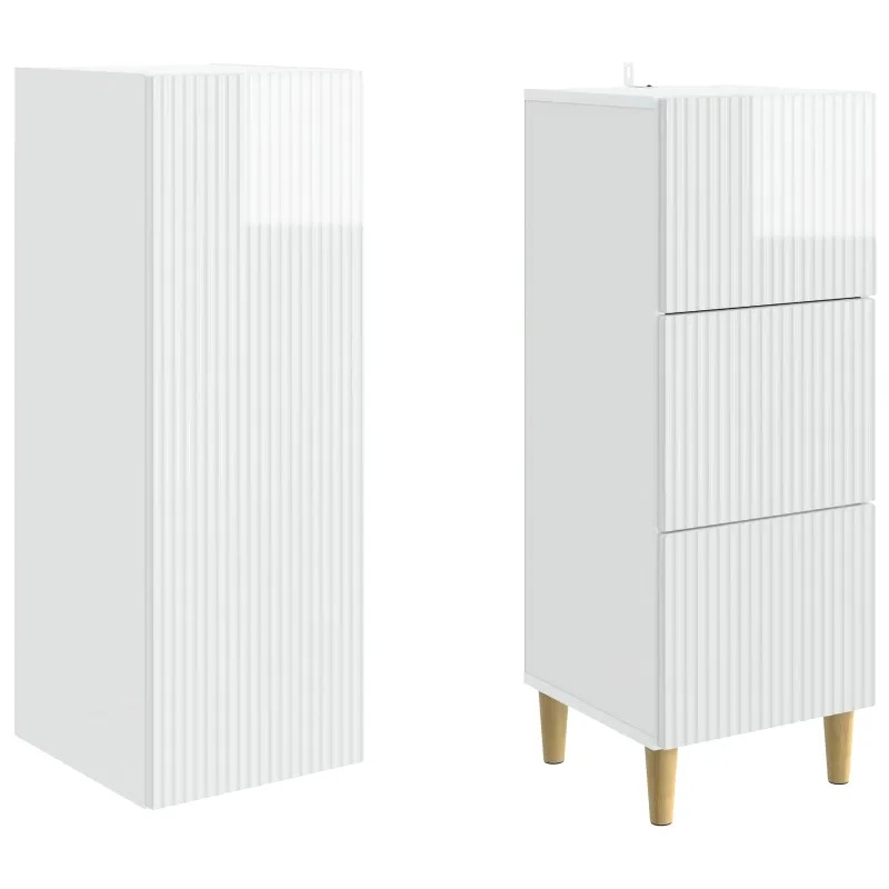 Spintelė 2 pcs Itin blizgi balta 33 x 34,5 x 90 cm