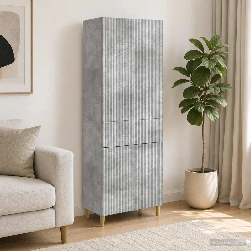 Spintelė 2 pcs Betono pilka 66 x 34,5 x 90 cm Apdirbta mediena