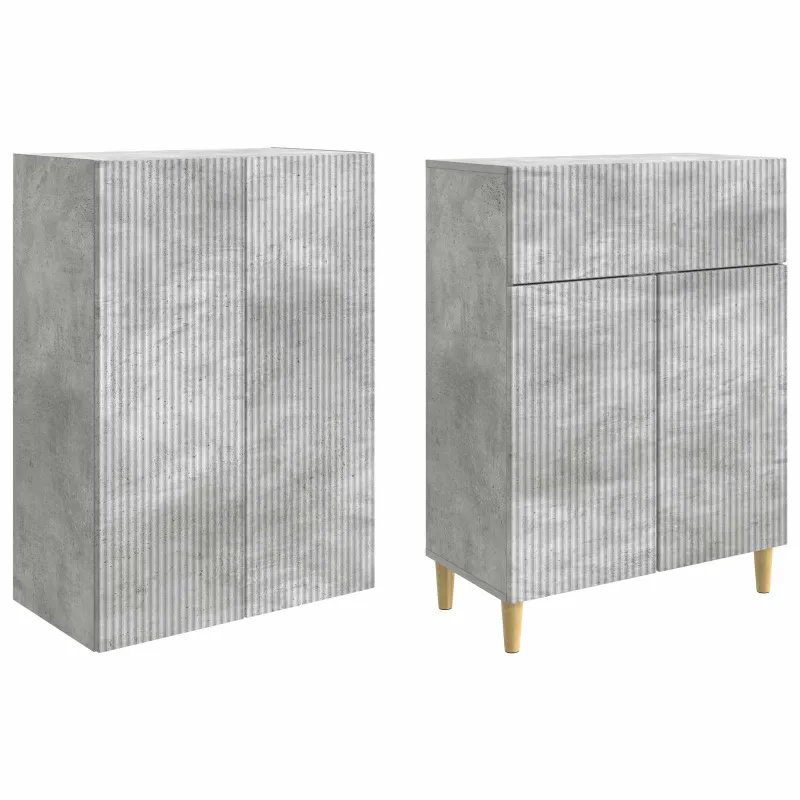 Spintelė 2 pcs Betono pilka 66 x 34,5 x 90 cm Apdirbta mediena