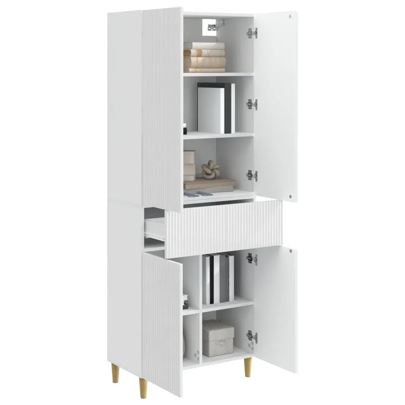 Spintelė 2 pcs Itin blizgi balta 66 x 34,5 x 90 cm