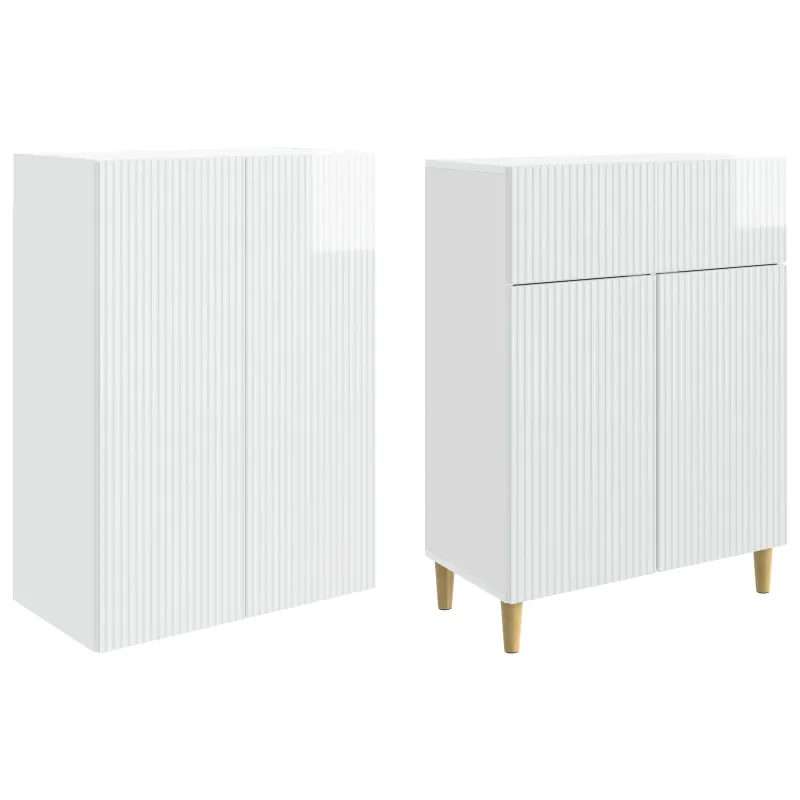 Spintelė 2 pcs Itin blizgi balta 66 x 34,5 x 90 cm