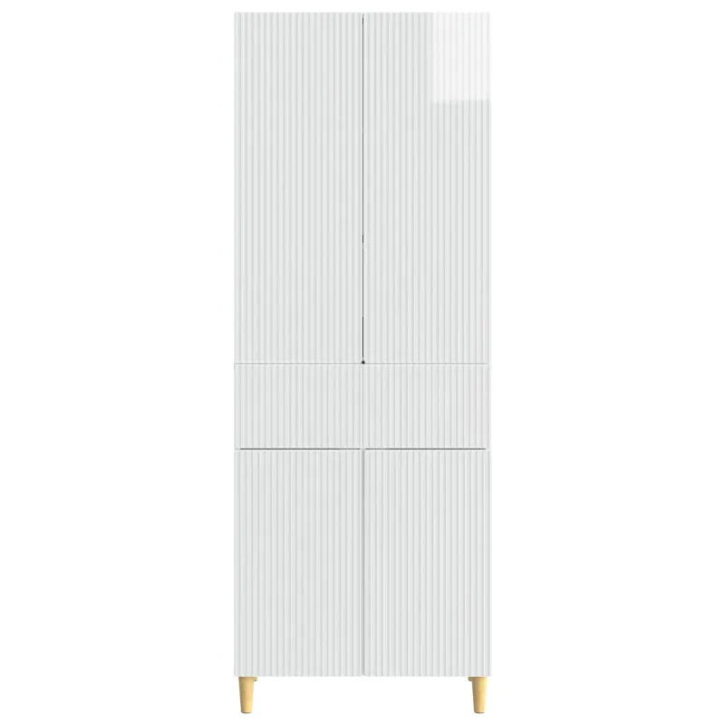 Spintelė 2 pcs Itin blizgi balta 66 x 34,5 x 90 cm