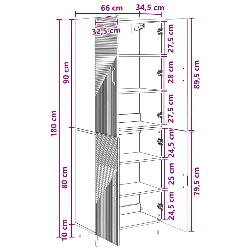 Spintelė 2 pcs 66 x 34,5 x 89,5 cm Apdirbta mediena