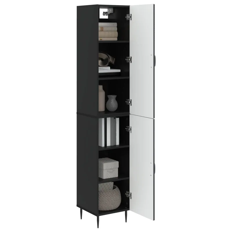 Spintelė 2 pcs Juoda 33 x 34,5 x 89,5 cm Apdirbta mediena