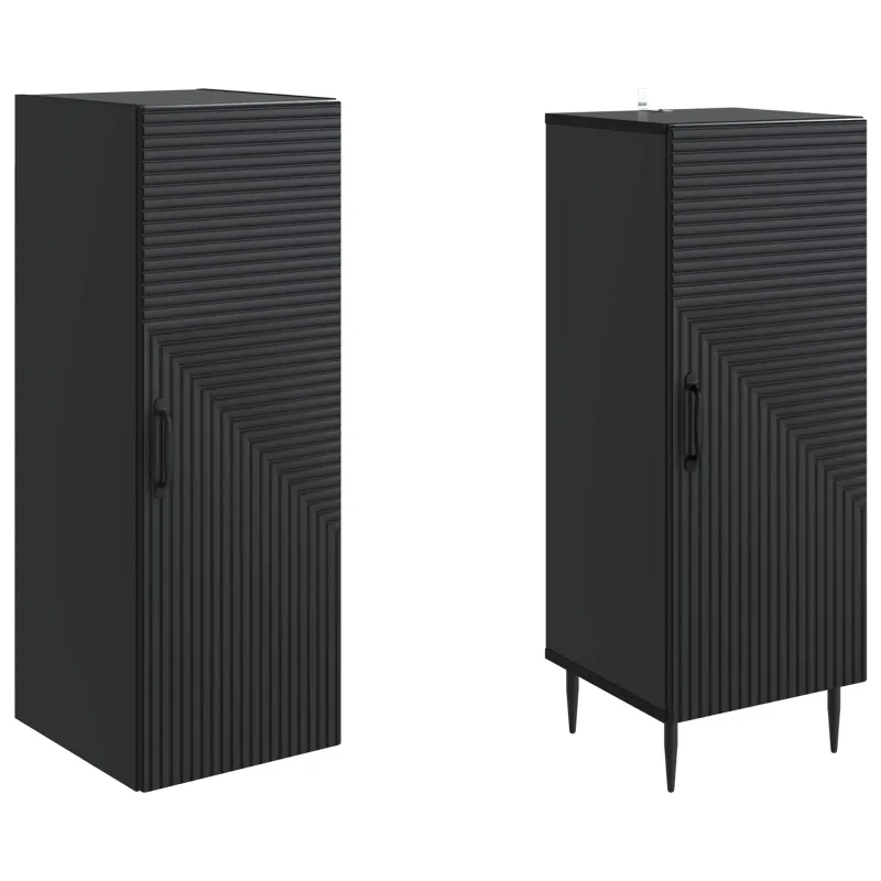 Spintelė 2 pcs Juoda 33 x 34,5 x 89,5 cm Apdirbta mediena