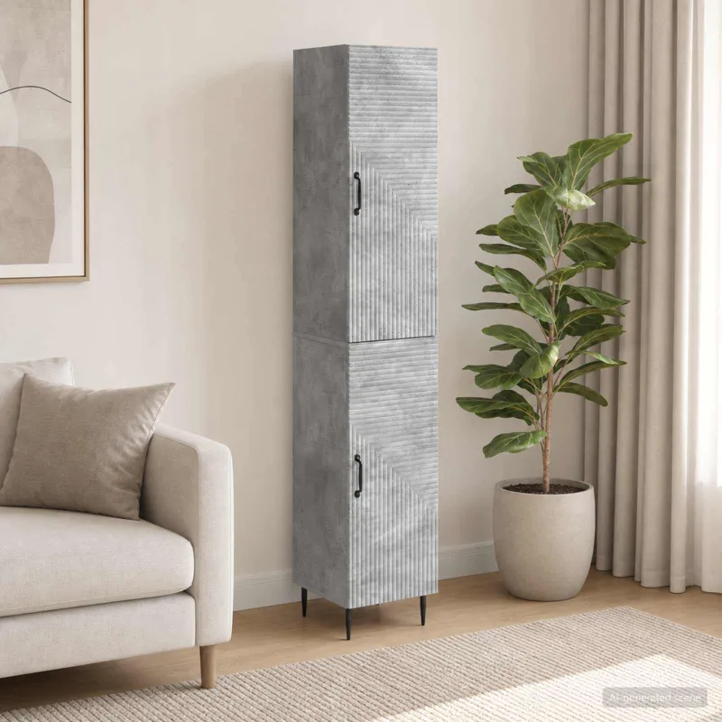 Spintelė 2 pcs Betono pilka 33 x 34,5 x 89,5 cm