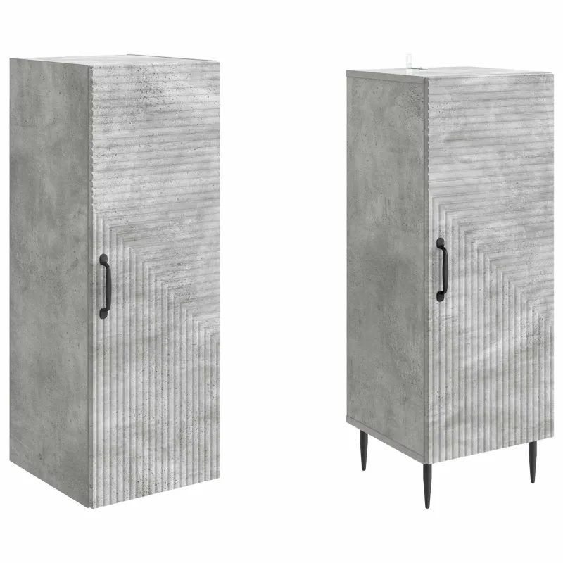 Spintelė 2 pcs Betono pilka 33 x 34,5 x 89,5 cm