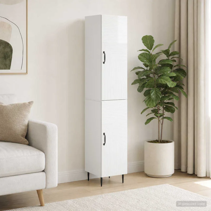 Spintelė 2 pcs Itin blizgi balta 33 x 34,5 x 89,5 cm