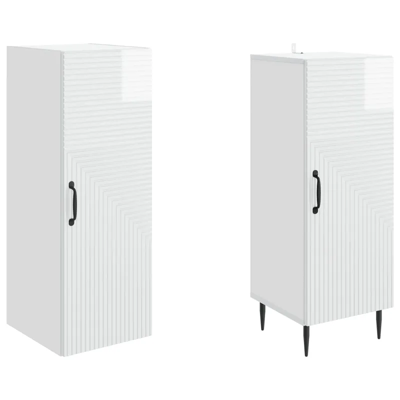 Spintelė 2 pcs Itin blizgi balta 33 x 34,5 x 89,5 cm