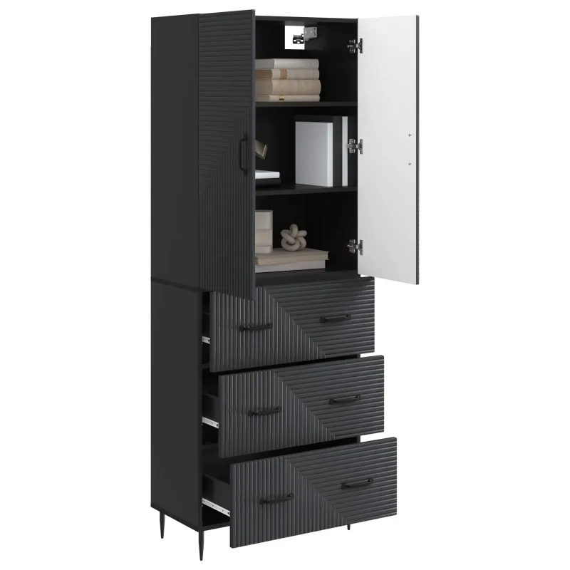 Spintelė 2 pcs Juoda 66 x 34,5 x 90 cm Apdirbta mediena