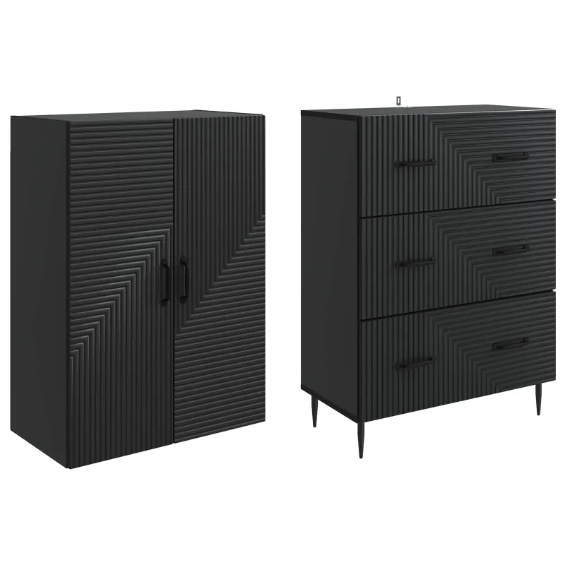 Spintelė 2 pcs Juoda 66 x 34,5 x 90 cm Apdirbta mediena