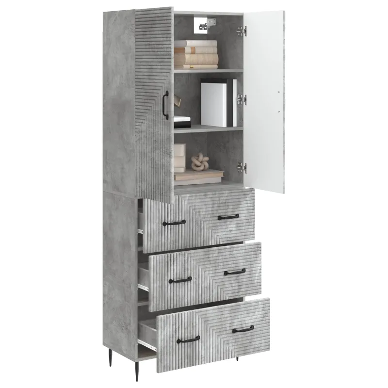 Spintelė 2 pcs Betono pilka 66 x 34,5 x 90 cm Apdirbta mediena