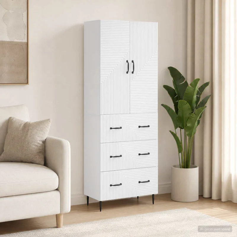 Spintelė 2 pcs Itin blizgi balta 66 x 34,5 x 90 cm