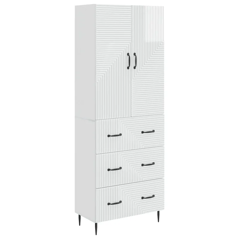 Spintelė 2 pcs Itin blizgi balta 66 x 34,5 x 90 cm