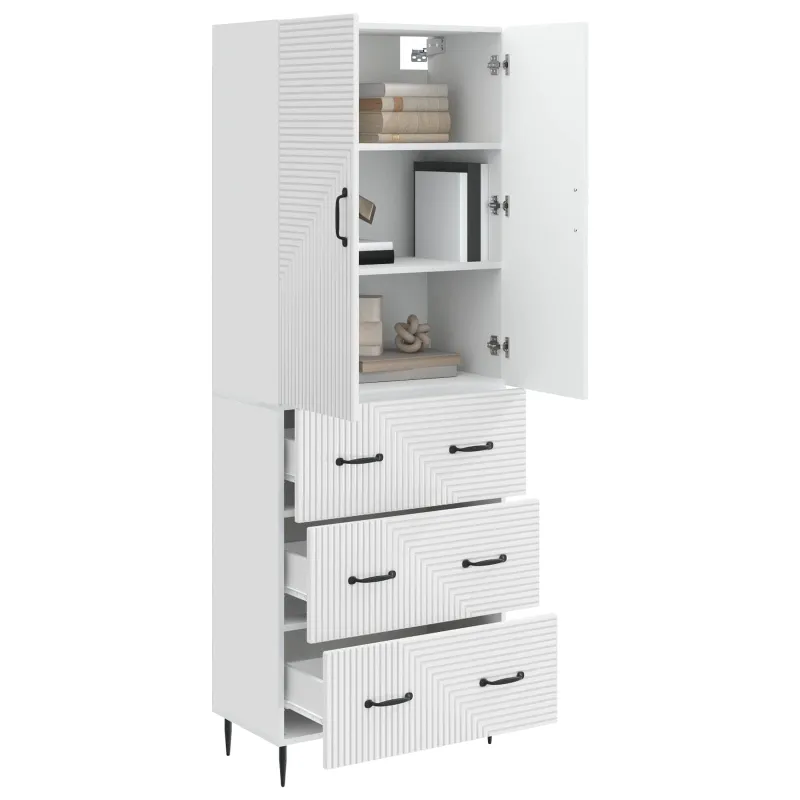 Spintelė 2 pcs Itin blizgi balta 66 x 34,5 x 90 cm