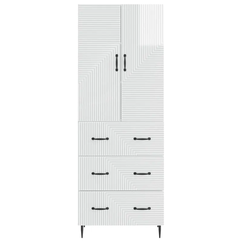 Spintelė 2 pcs Itin blizgi balta 66 x 34,5 x 90 cm