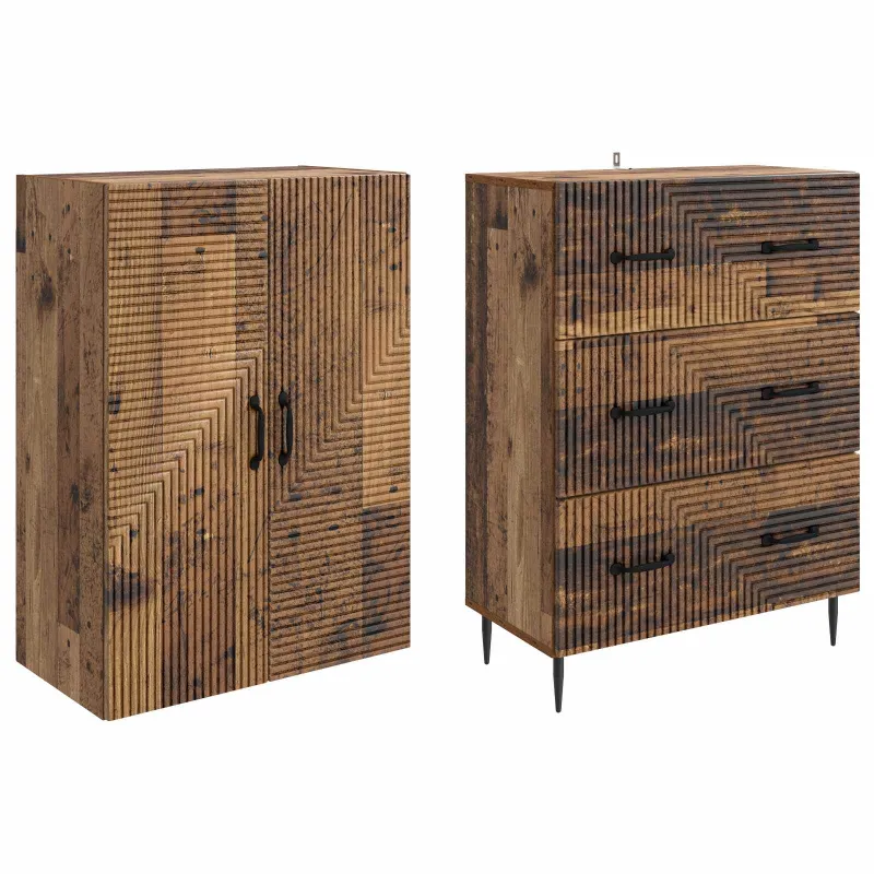 Spintelė 2 pcs Sendintos medienos 66 x 34,5 x 90 cm