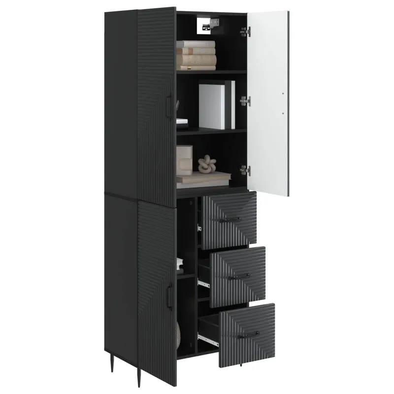 Spintelė 2 pcs Juoda 66 x 34,5 x 89,5 cm Apdirbta mediena