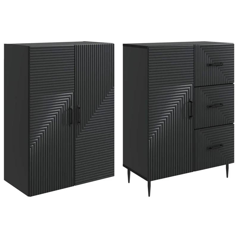 Spintelė 2 pcs Juoda 66 x 34,5 x 89,5 cm Apdirbta mediena