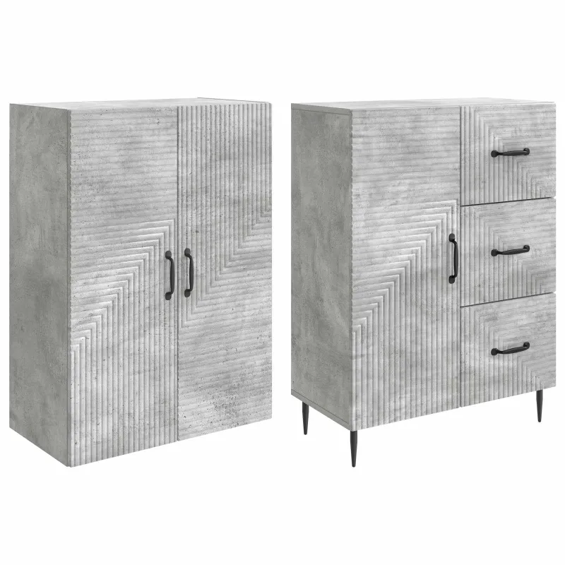 Spintelė 2 pcs Betono pilka 66 x 34,5 x 89,5 cm