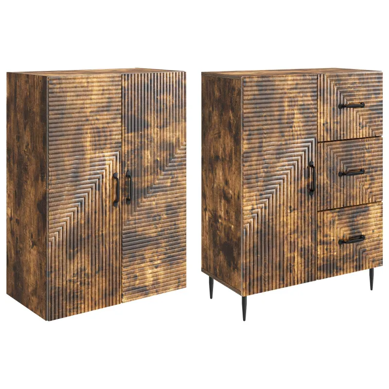 Spintelė 2 pcs Dūminio ąžuolo 66 x 34,5 x 89,5 cm