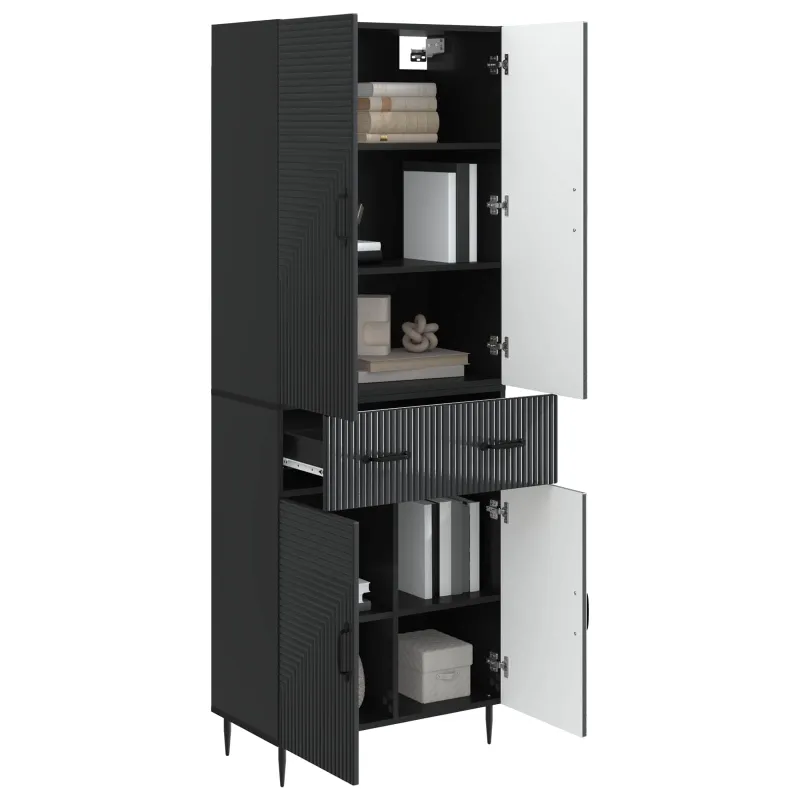 Spintelė 2 pcs Juoda 66 x 34,5 x 89,5 cm Apdirbta mediena