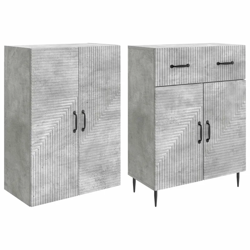 Spintelė 2 pcs Betono pilka 66 x 34,5 x 89,5 cm