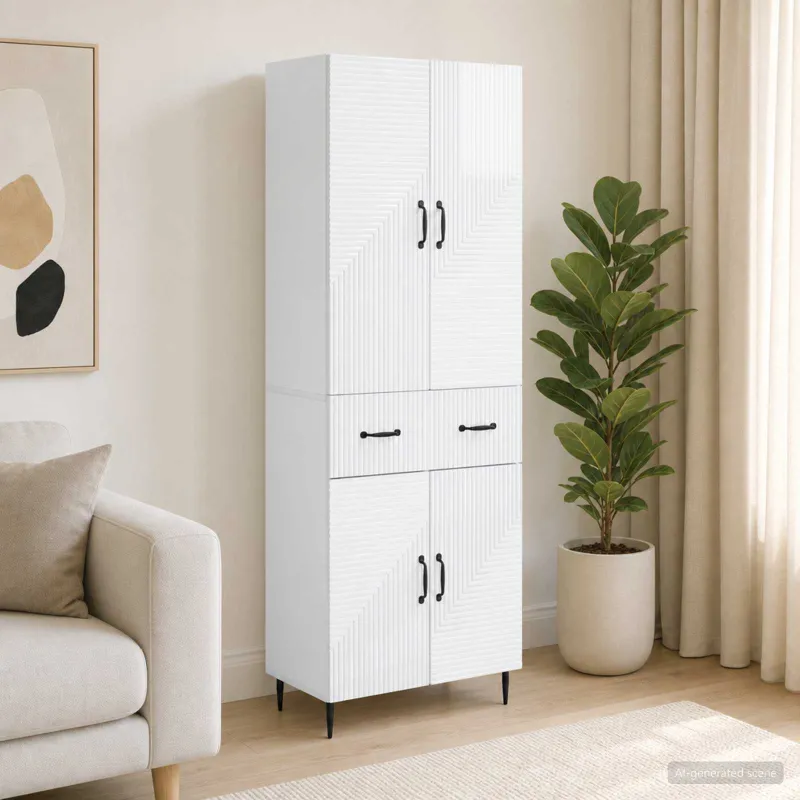 Spintelė 2 pcs Itin blizgi balta 66 x 34,5 x 89,5 cm