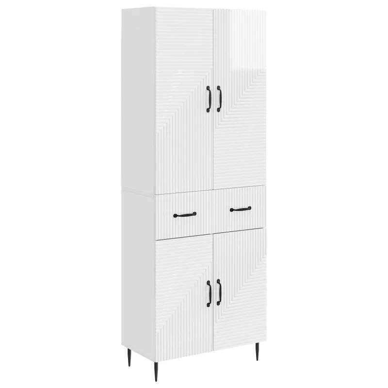 Spintelė 2 pcs Itin blizgi balta 66 x 34,5 x 89,5 cm