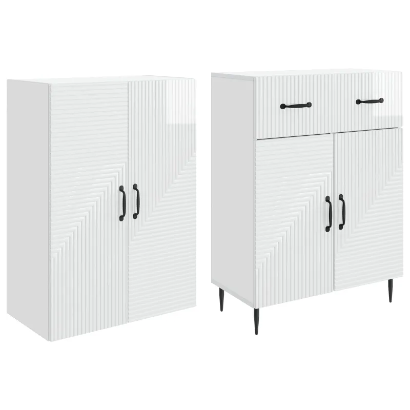 Spintelė 2 pcs Itin blizgi balta 66 x 34,5 x 89,5 cm