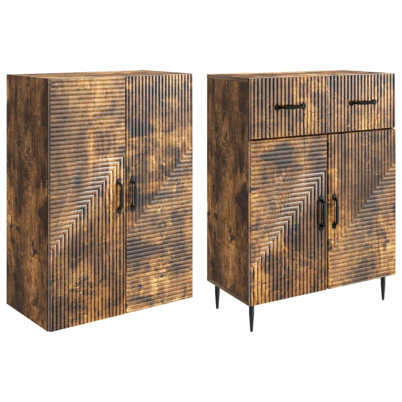 Spintelė 2 pcs Dūminio ąžuolo 66 x 34,5 x 89,5 cm