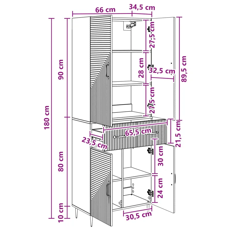 Spintelė 2 pcs Pilka Sonoma 66 x 34,5 x 89,5 cm