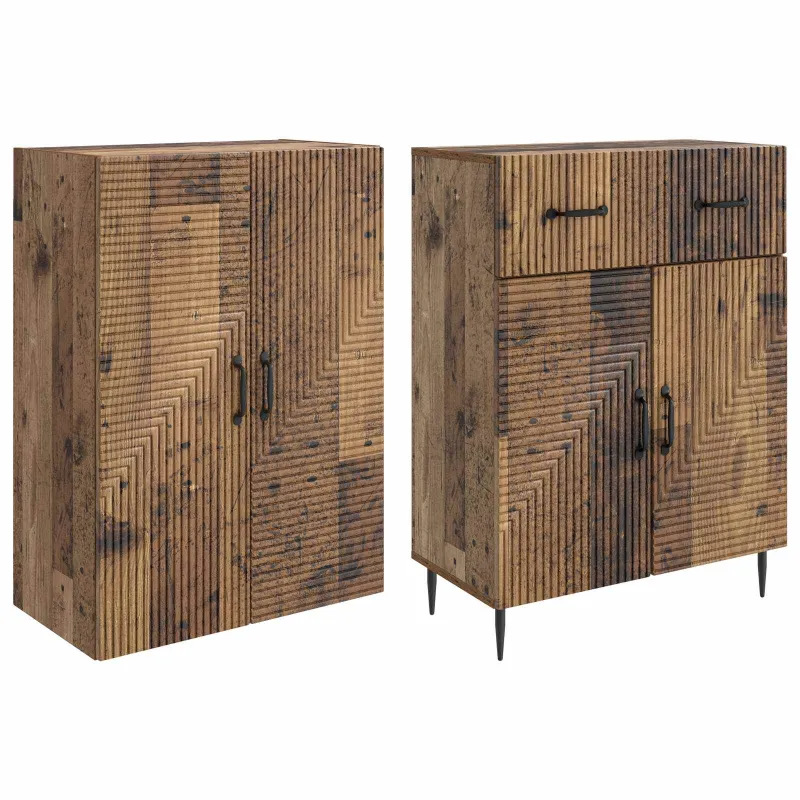 Spintelė 2 pcs Sendintos medienos 66 x 34,5 x 89,5 cm