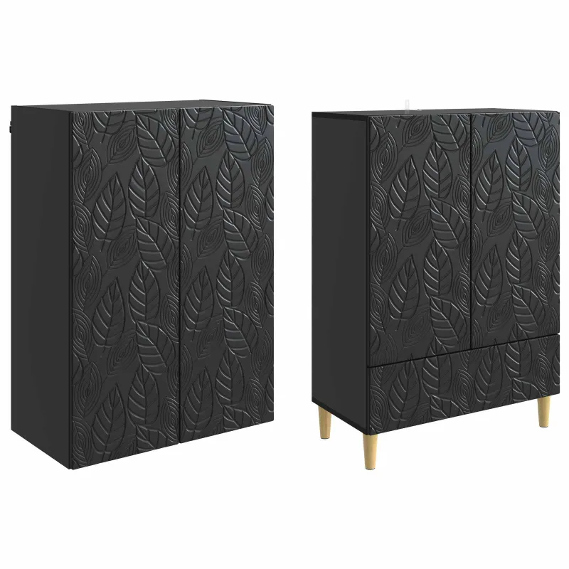 Spintelė 2 pcs Juoda Apdirbta mediena