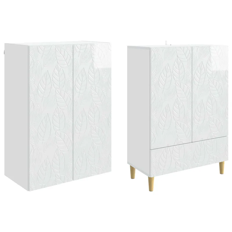 Spintelė 2 pcs Itin blizgi balta Apdirbta mediena