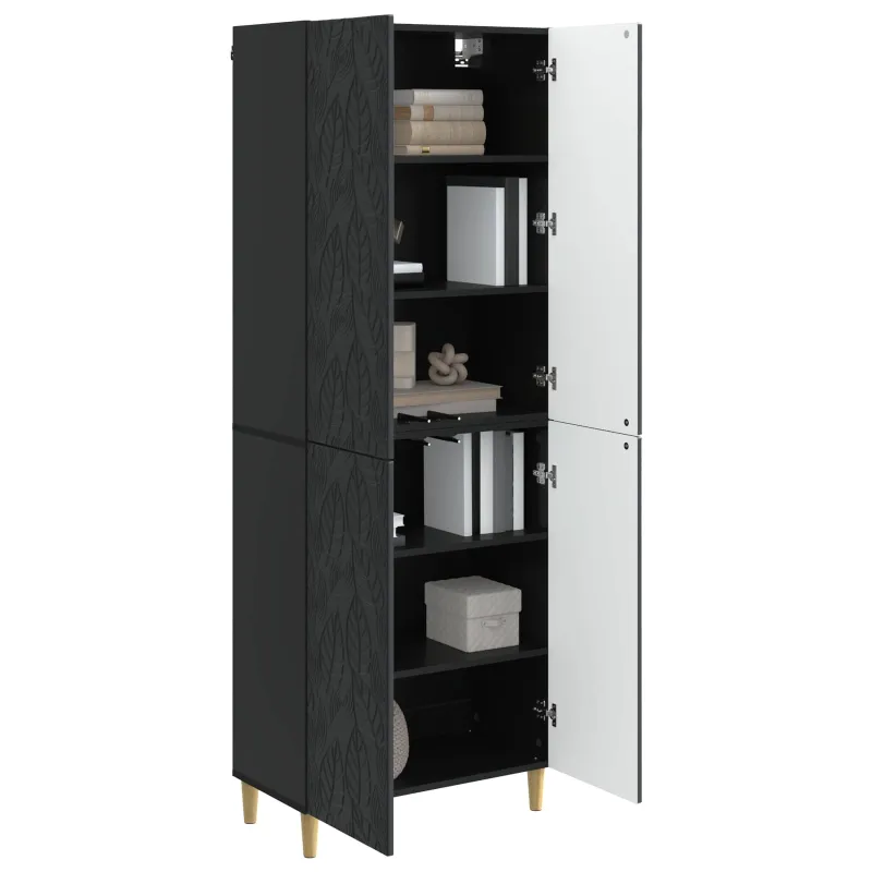 Spintelė 2 pcs Juoda Apdirbta mediena