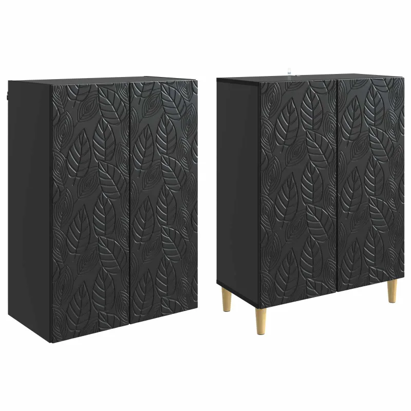 Spintelė 2 pcs Juoda Apdirbta mediena