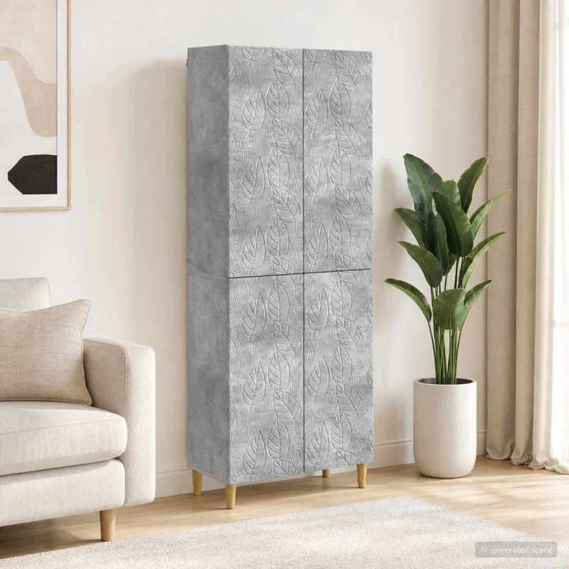 Spintelė 2 pcs Betono pilka Apdirbta mediena