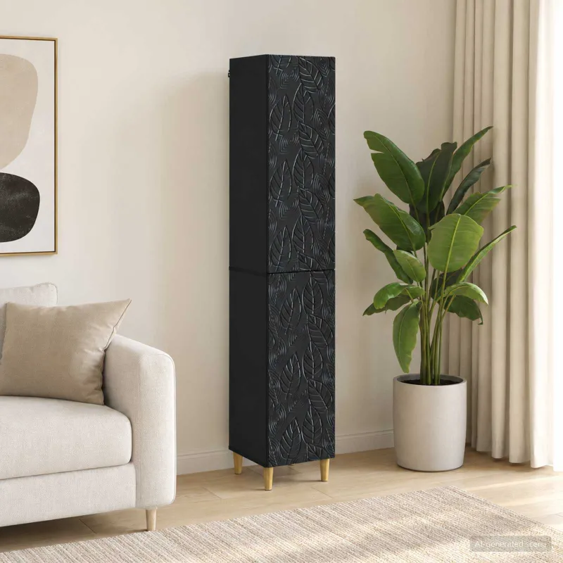 Spintelė 2 pcs Juoda Apdirbta mediena