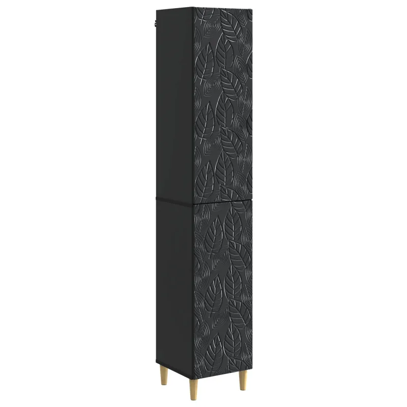 Spintelė 2 pcs Juoda Apdirbta mediena
