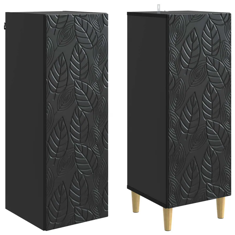 Spintelė 2 pcs Juoda Apdirbta mediena